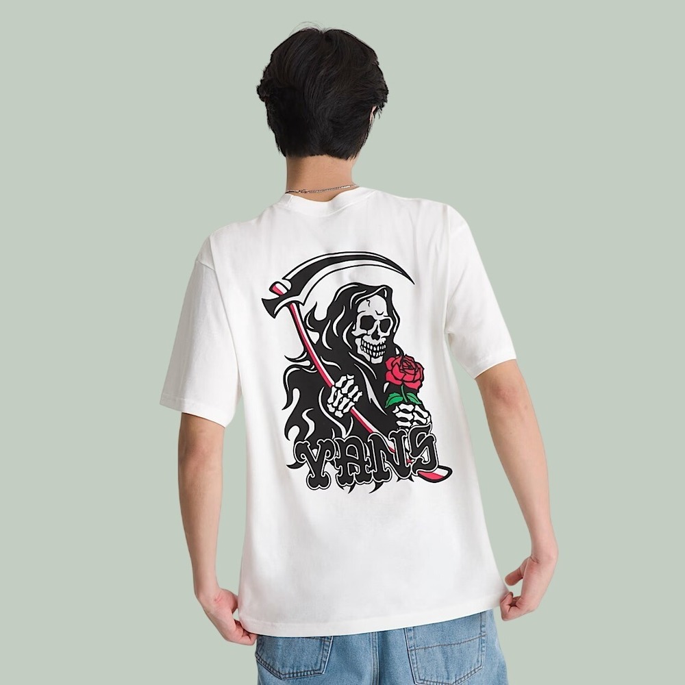 Vans Loose Fit So Long Reaper Rose T-Shirt White Men's Size L NEW